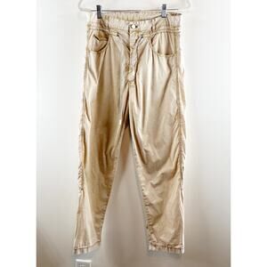 Closed Ludwig High Rise Linen Blend Ankle Straight Chino Pants Beige Tan 26